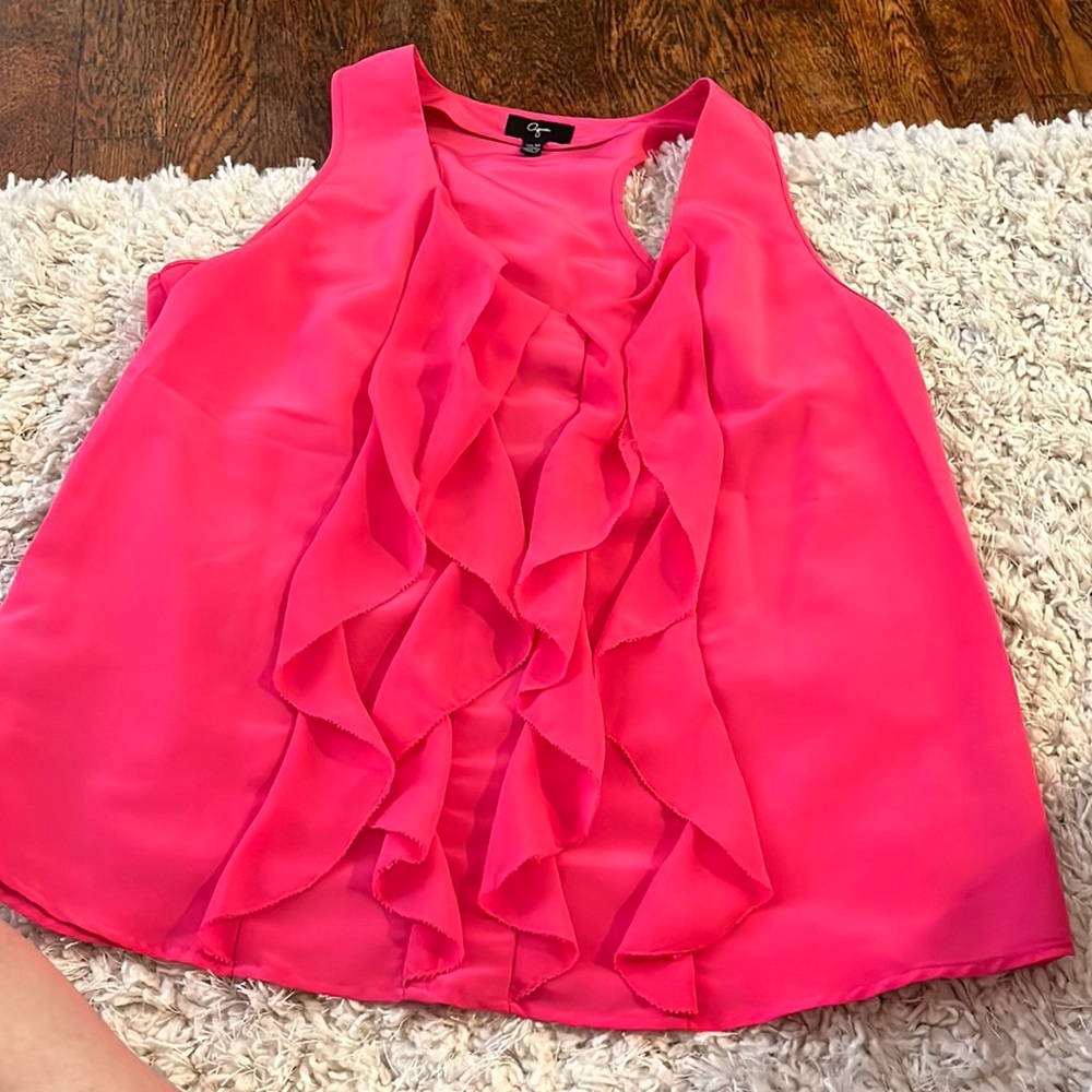 Aqua Pink Ruffle Tank Blouse Size Medium